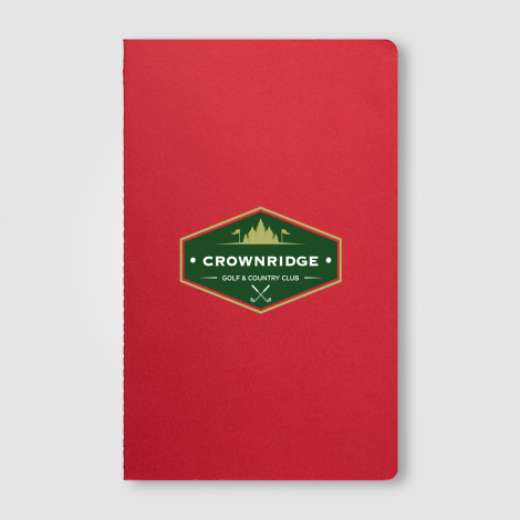 Carnet rouge promotionnel avec marquage quadri visible sur la face avant. Carnet rouge promotionnel avec marquage quadri visible sur la face avant.