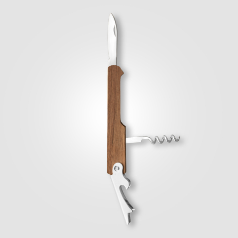 Tire-bouchon promotionnel en bois d’acacia avec gravure visible. Tire-bouchon promotionnel en bois d’acacia avec gravure visible.