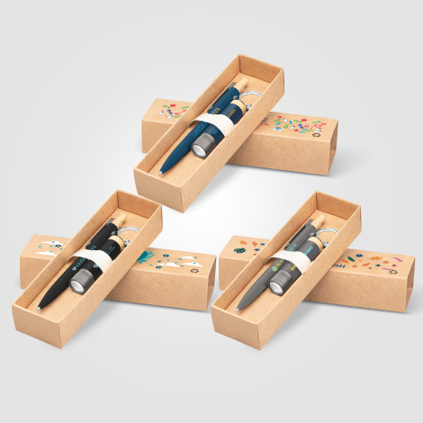 Coffret cadeau publicitaire stylo et lampe aluminium recyclé Reborn Coffret cadeau publicitaire stylo et lampe aluminium recyclé Reborn