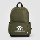 Sac à dos kaki publicitaire avec marquage blanc visible à l’avant Sac à dos kaki publicitaire avec marquage blanc visible à l’avant