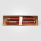 Coffret de stylos rouges promotionnels avec marquage visible Coffret de stylos rouges promotionnels avec marquage visible