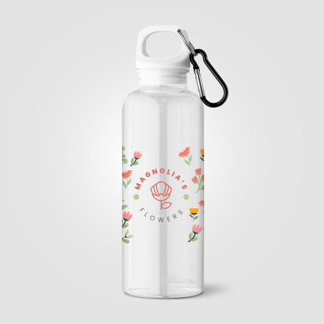 Gourde transparente avec marquage quadri. Gourde transparente avec marquage quadri.