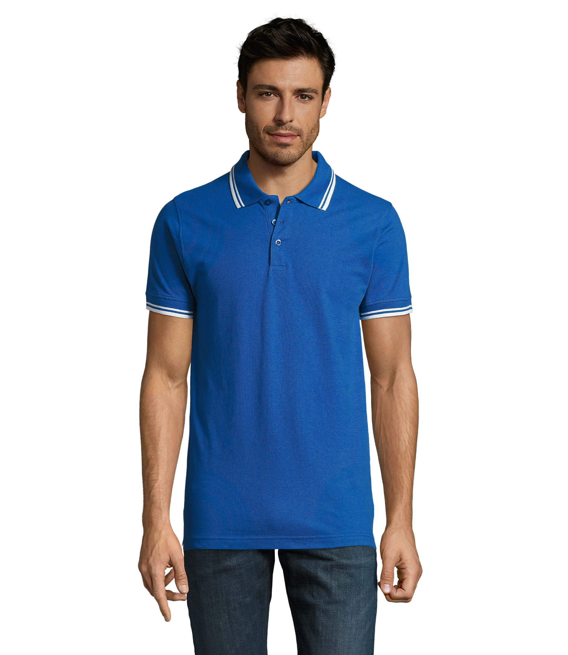 Polo personnalisable Homme 200g - PASADENA Royal/Blanc
