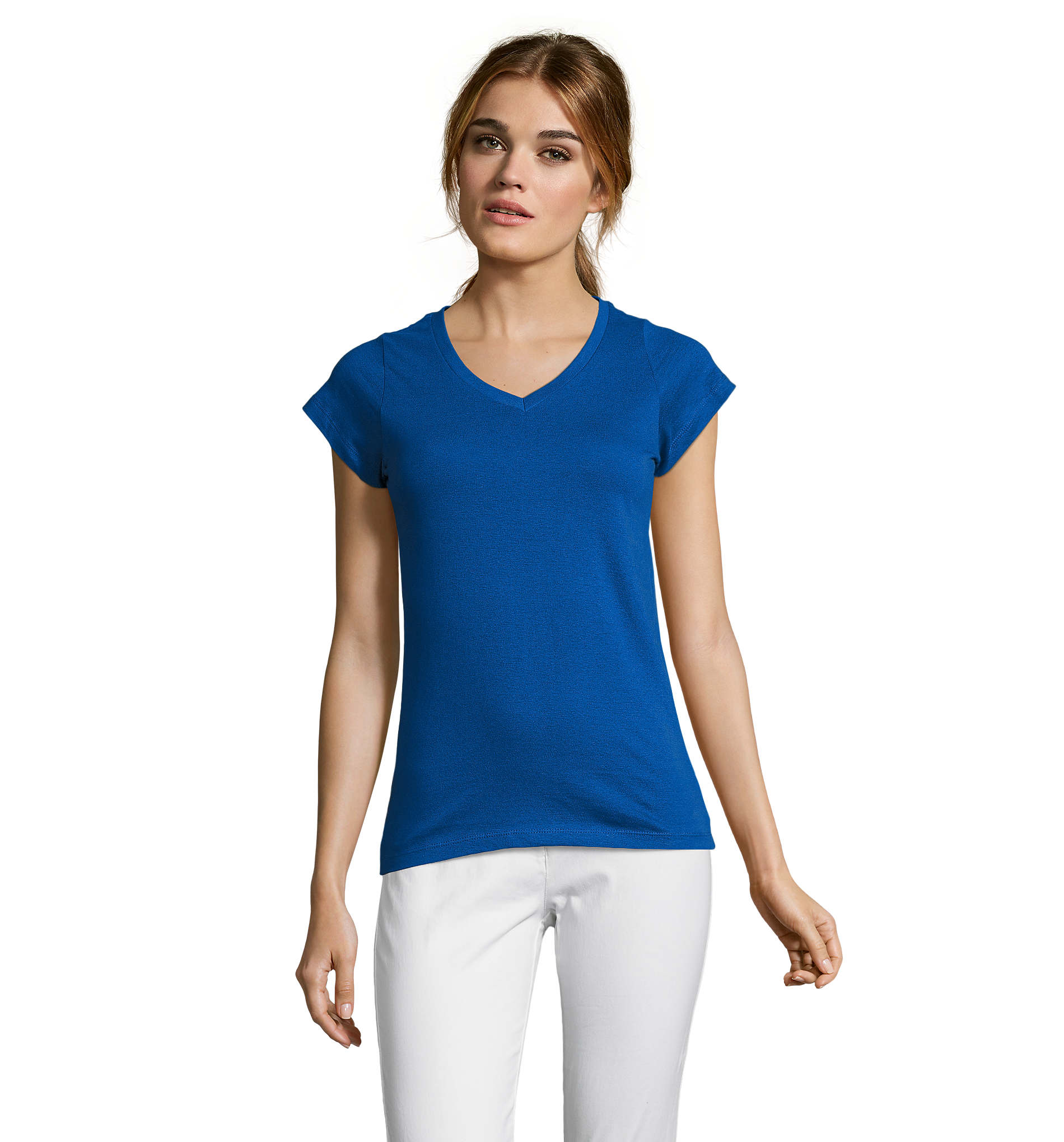 T-shirt personnalisable femme col V 150g Moon Royal