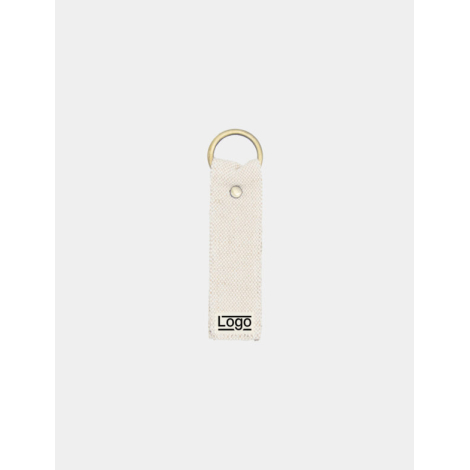 Porte monnaie jute avec zip supérieur et étiquette centrée, marquage face avant.