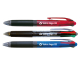 Stylo publicitaire Pilot 4 couleurs présentés dans 3 coloris différents. Marquage visible sur le corps.