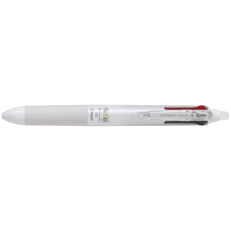 Stylo multifonction blanc de profil avec finition légèrement texturée et clip relevé, sans marquage visible.