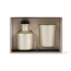 Coffret comprenant un diffuseur et une bougie parfumée présentés dans un étui rigide rectangulaire, non personnalisé.