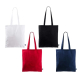 Vue d’ensemble présentant le sac cabas décliné en quatre coloris : blanc, noir, rouge et bleu marine. Sans marquage visible.
