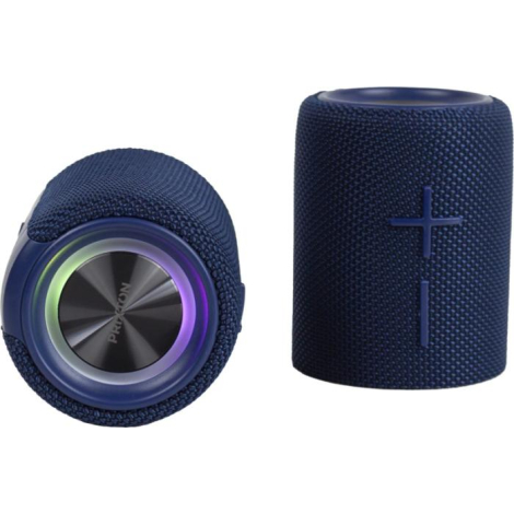 Deux modules séparés du haut-parleur Aloha Pro, chacun présentant un haut-parleur lumineux aux extrémités et des boutons de volu