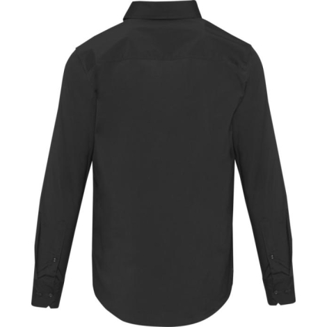 Chemise en popeline noire présentée de dos, coupe classique et manches longues, sans personnalisation apparente ; visuel centré 