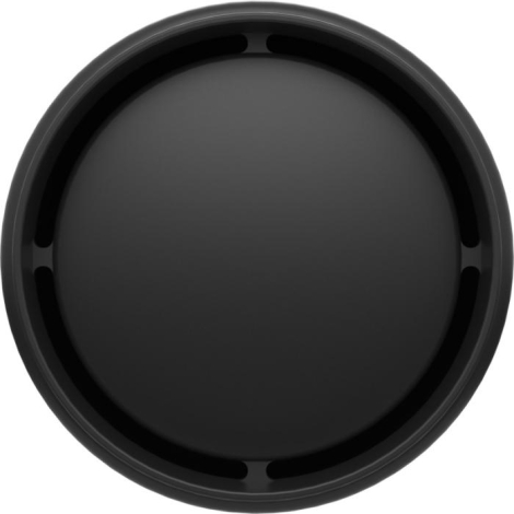 Vue plongeante d’un couvercle noir à ouverture 360°, sans personnalisation visible, illustrant clairement le mécanisme circulair