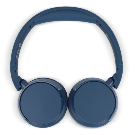 Casque audio Philips TAH4209 bleu présenté de face avec écouteurs rabattables.
