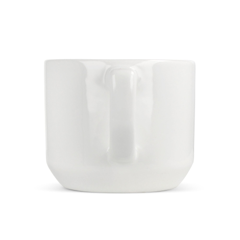 Mug Bern 250 ml en porcelaine blanche, présenté de dos avec anse au centre.