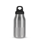 Bouteille isotherme Truls 500 ml argent brossé avec bouchon à clic noir et anse de transport, vue de face. Bouteille isotherme Truls 500 ml argent brossé avec bouchon à clic noir et anse de transport, vue de face.