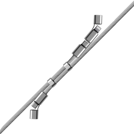 Gros plan sur les connecteurs du câble tour de cou en position ouverte.