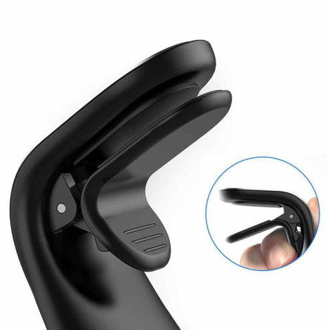 Support noir montrant pince ouverte et médaillon circulaire inséré