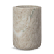 Refroidisseur à vin en pierre présenté de face, de forme cylindrique avec base arrondie, en marbre clair aux veines naturelles, 