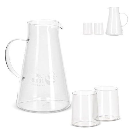 Set carafe 1,2 L et verres borosilicate publicitaire Elin