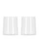 Deux verres en borosilicate présentés de face sous un autre angle, montrant une silhouette droite et un rebord fin, sans marquag