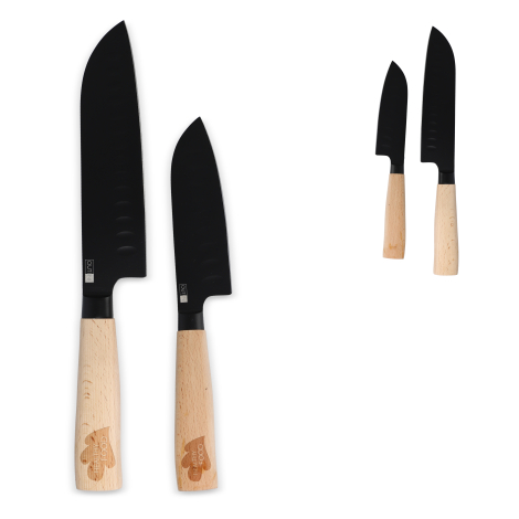 Set promotionnel 2 couteaux Santoku lame noire InSideOut Ravn
