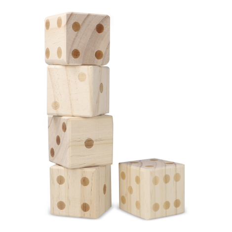 Pile de dés formant une colonne avec un dé supplémentaire posé à côté, sans marquage apparent sur cette vue.
