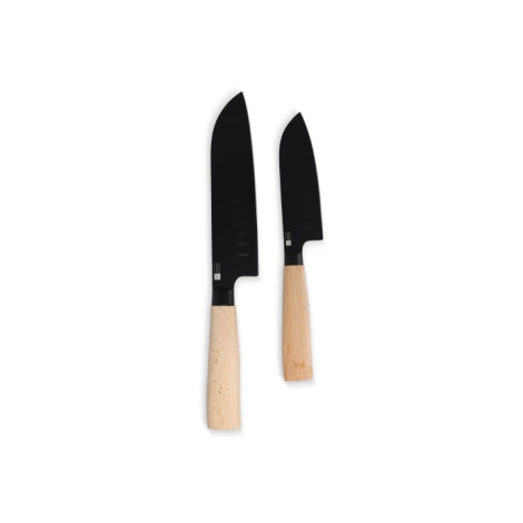 Set promotionnel 2 couteaux Santoku lame noire InSideOut Ravn