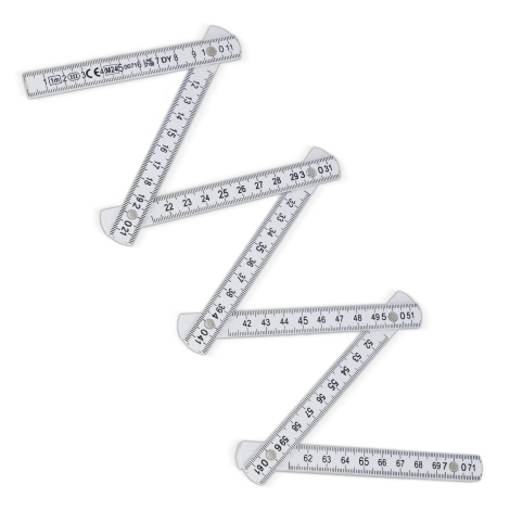 Règle entièrement dépliée montrant les graduations continues, sans personnalisation visible.