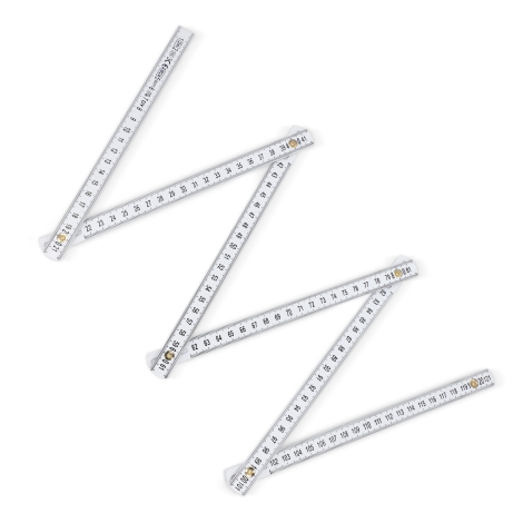 Mètre entièrement déplié montrant les graduations continues sur l’ensemble des segments, sans personnalisation visible.