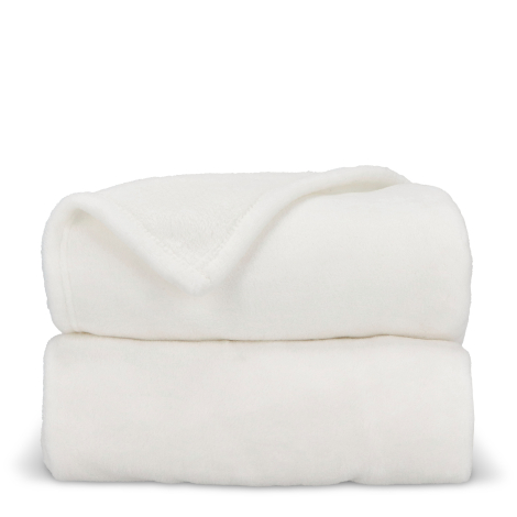 Plaid blanc plié mettant en évidence l’épaisseur du tissu et la finition douce, sans marquage apparent.