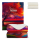 Couverture Sherpa présentée à plat avec une face entièrement imprimée d’un motif coloré, marquage visible sur la surface.