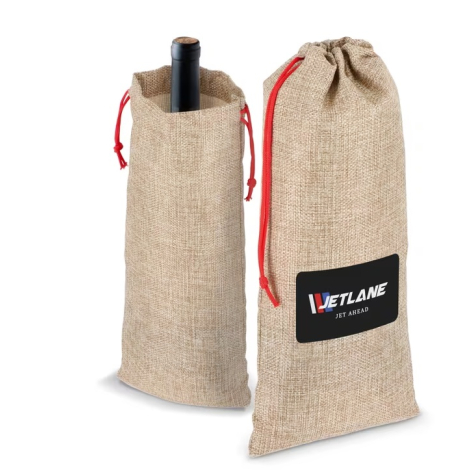 Pochette bouteille style jute à personnaliser 14×34 cm