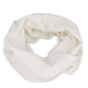 Écharpe multifonction unie blanche présentée à plat en position circulaire, sans marquage apparent, mettant en avant la matière Écharpe multifonction unie blanche présentée à plat en position circulaire, sans marquage apparent, mettant en avant la matière