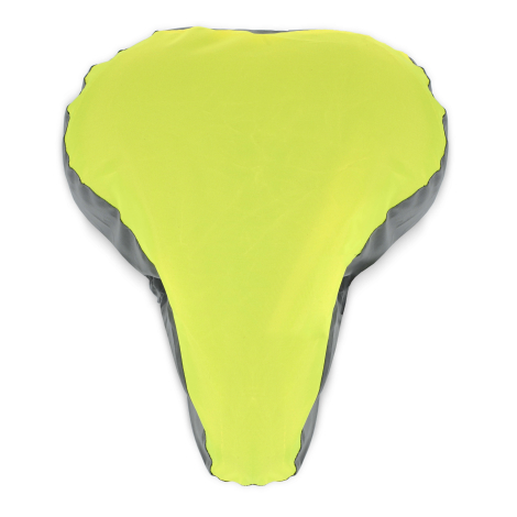 Vue de dessus d’une housse de selle vélo en R-PET montrant une surface uniforme, sans personnalisation visible.