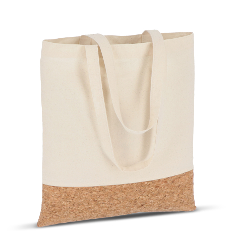 Vue arrière du sac cabas en coton avec base en liège, montrant le dos sans marquage visible.
