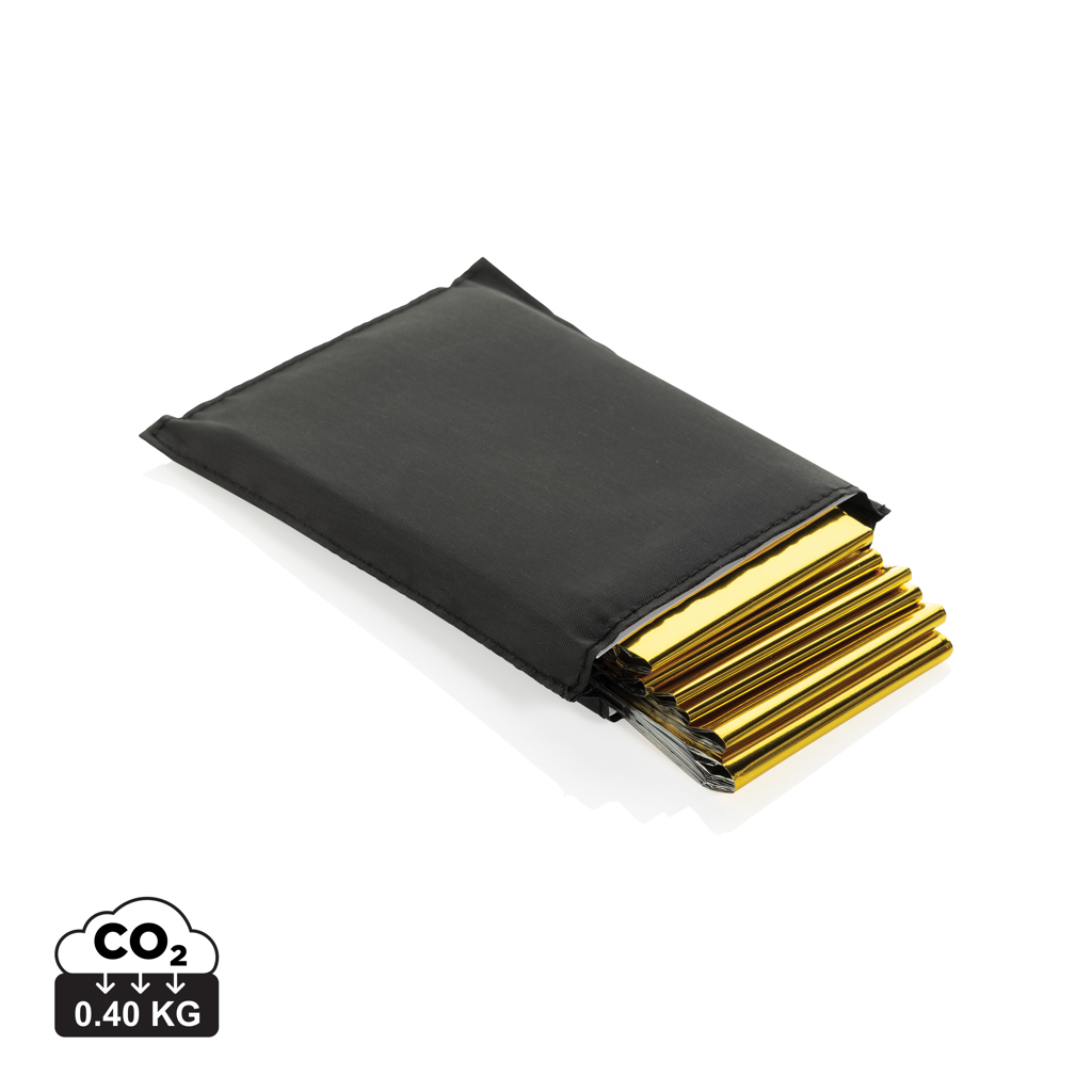 Couverture de survie en pochette rPET à personnaliser Solra Noir