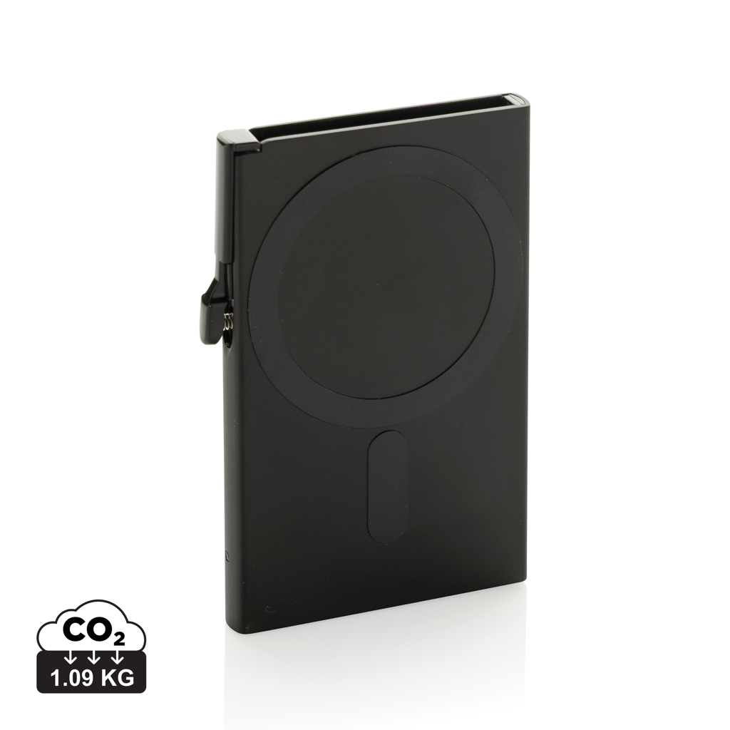 Porte-cartes magnétique en aluminium promotionnel Noir