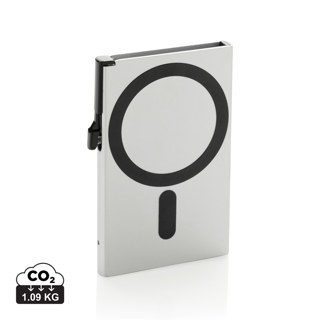Porte-cartes magnétique en aluminium promotionnel Argent