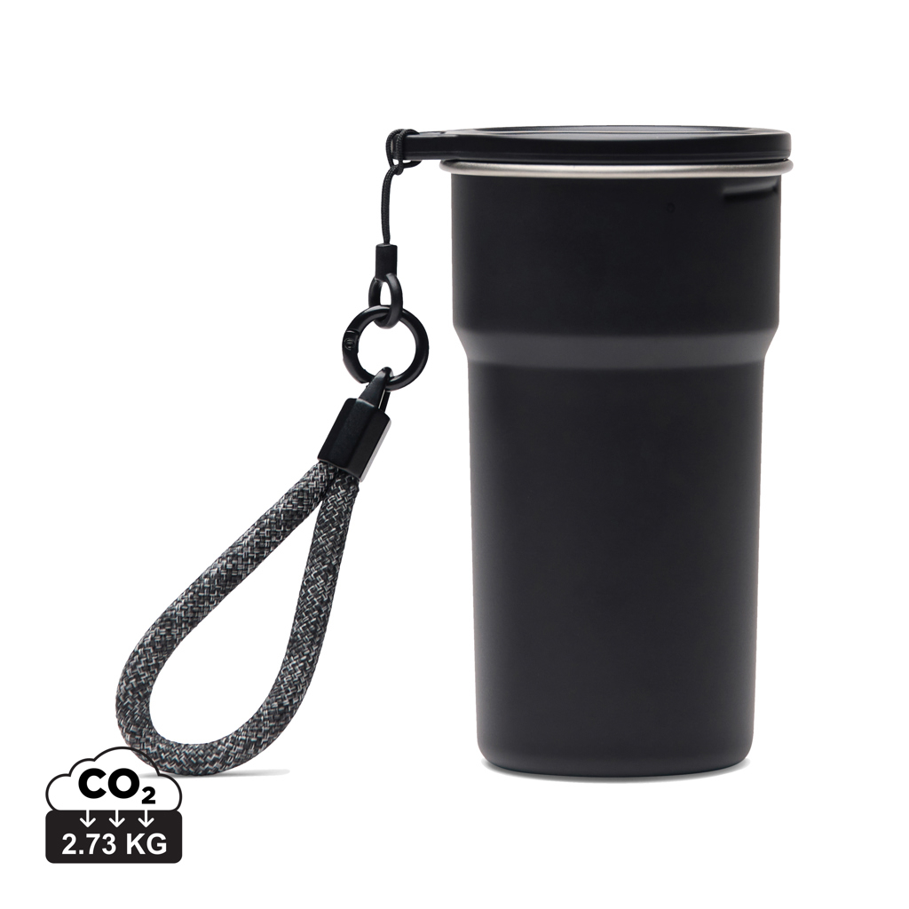 Set empilable personnalisable de 4 tasses inox recyclé Parks Noir