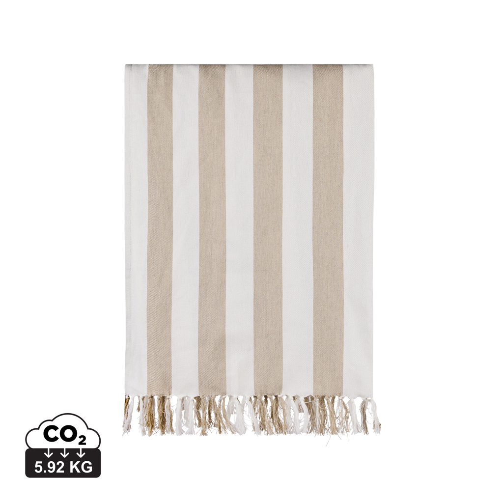 Serviette hammam XXL à personnaliser recyclée Ornos Beige/Blanc