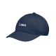 Casquette enfant présentée de trois-quarts sur fond blanc, de couleur bleu foncé, avec visière courbée et panneaux cousus visibl