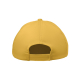 Casquette enfant vue de l’arrière sur fond blanc, de couleur jaune, mettant en évidence l’ouverture arrière et la patte de régla