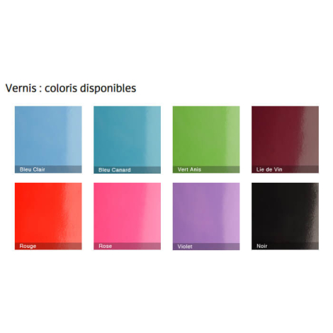 Présentation des différents coloris matière vernis
