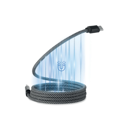 Câble magnétique publicitaire USB-C 60 W recyclé Braid