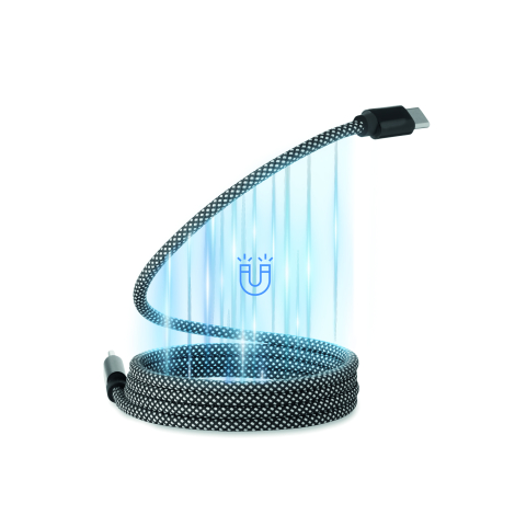 Câble magnétique publicitaire USB-C 60 W recyclé Braid