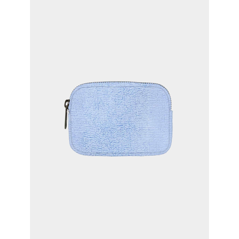 Porte-monnaie personnalisable bleu clair sans marquage, vue de face avec fermeture zippée latérale.