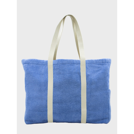 Sac cabas personnalisable en coton bio éponge bleu présenté de face, sans marquage visible.