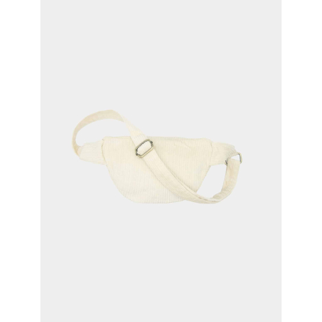 Banane personnalisable en velours coton bio clair vue arrière avec sangle réglable et boucle, sans marquage visible.