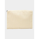 Housse ordinateur personnalisable en velours coton bio beige format M 15 pouces vue de face, sans marquage visible.
