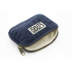 Porte-monnaie publicitaire personnalisable en velours coton bio foncé, vue trois-quarts partiellement ouverte, avec marquage vis Porte-monnaie publicitaire personnalisable en velours coton bio foncé, vue trois-quarts partiellement ouverte, avec marquage vis